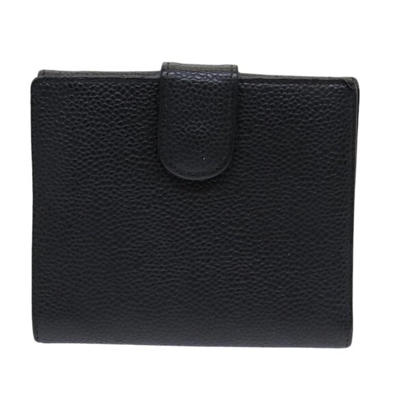 CHANEL COCO Mark Wallet Caviar Skin Black Gold CC Auth - Picture 3 of 16